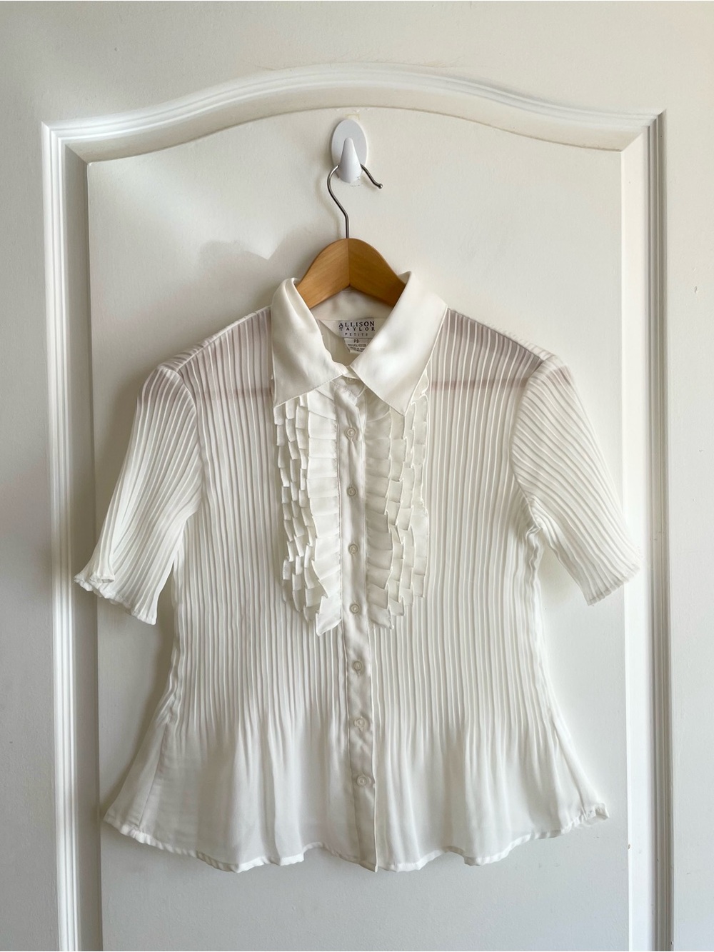 Vintage Allison Taylor Plisse Flutter Top Ruffle Pleats Size S P Victorian